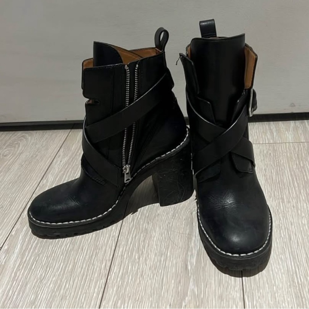 Black Leather Ankle Boots